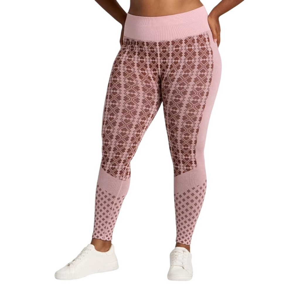 All in Motion Women's Pink Heart Fair Isle High-Waist 7/8 Leggings Size XXL